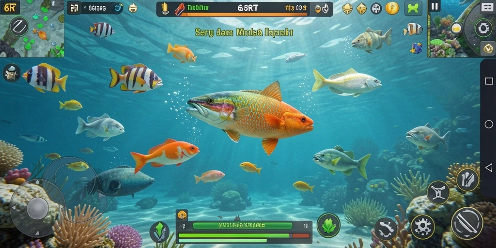 Tampilan screenshot 6RT yang menampilkan aksi tembak ikan yang seru.