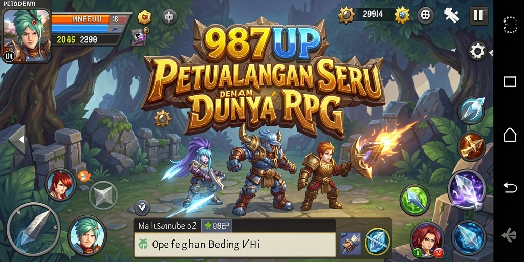 Screenshot utama 987UP menampilkan gameplay RPG yang memukau dan dinamis.