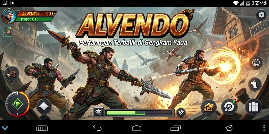 Tampilan gameplay <strong>ALVENDO</strong> dengan pertarungan yang intens dan seru.