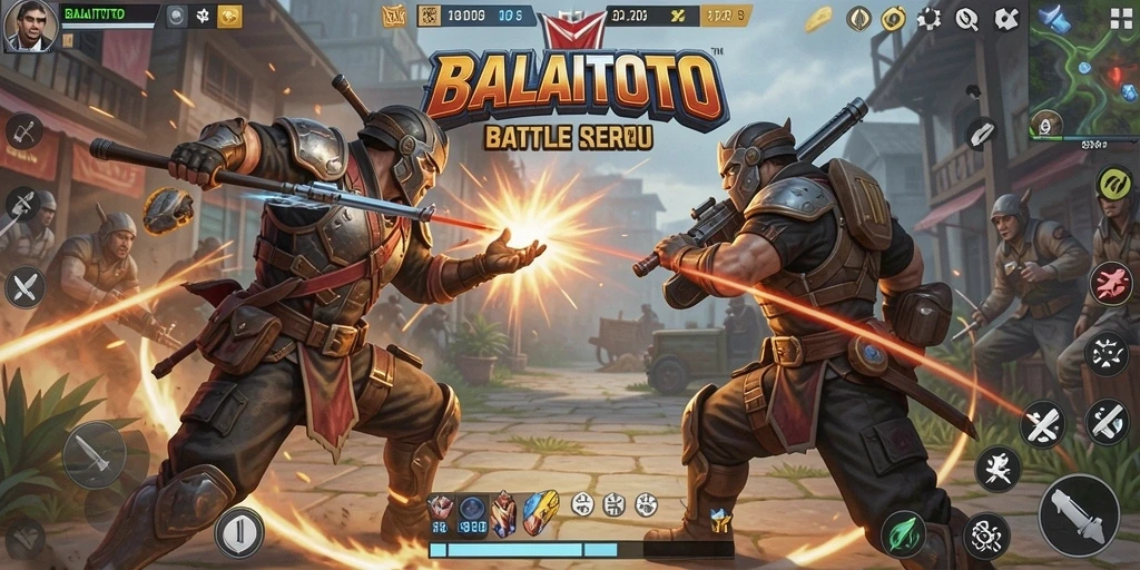 Tampilan gameplay BALAITOTO yang menegangkan di medan perang.