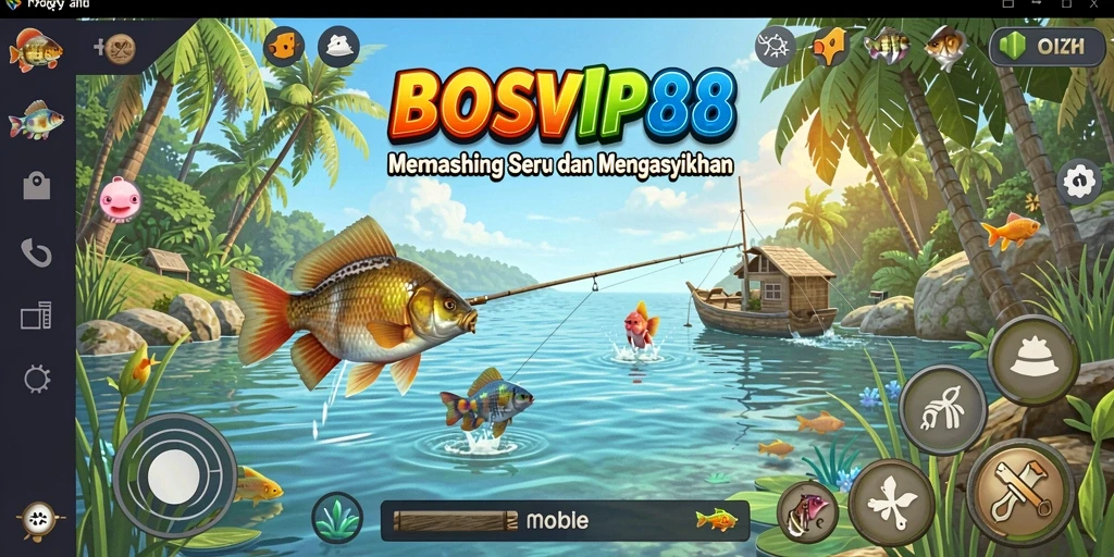 Screenshot gameplay <strong>BOSVIP88</strong> menampilkan aksi memancing yang menegangkan dan grafik yang indah.