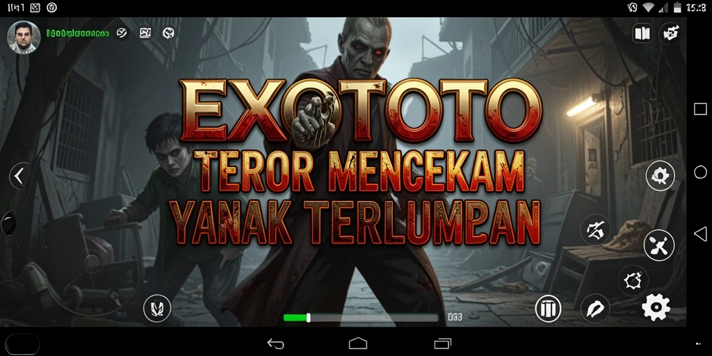 Screenshot gameplay EXOTOTO menampilkan suasana mencekam dan penuh ketegangan.