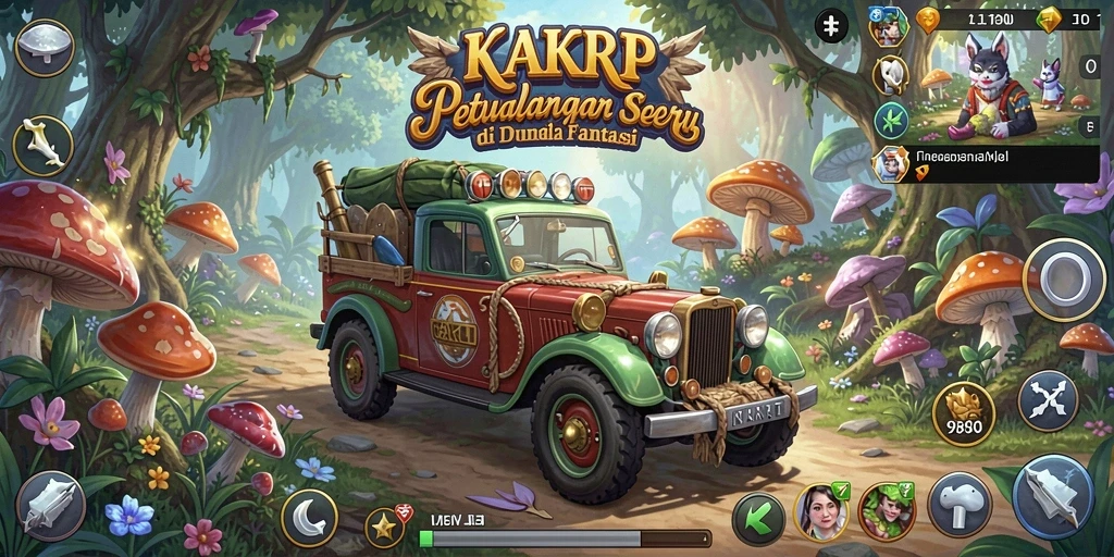 Screenshot dari gameplay KAKRP menunjukkan karakter menjalani petualangan di dunia fantasi.