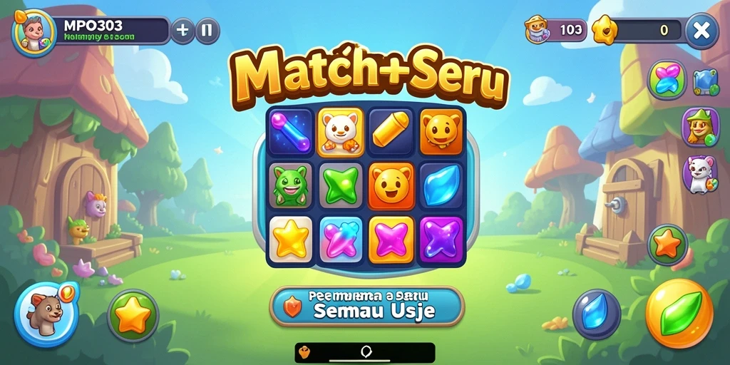 Tampilan screenshot utama MPO303 menampilkan permainan seru Match-3 yang penuh warna.