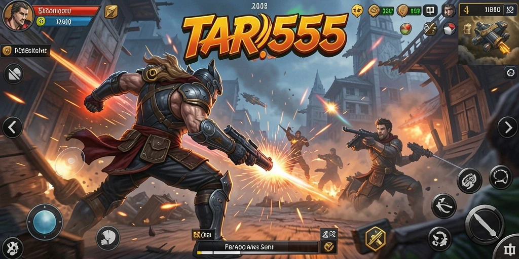 Tangkapan layar gameplay <strong>TAR555</strong> menunjukkan aksi pertempuran yang mendebarkan.