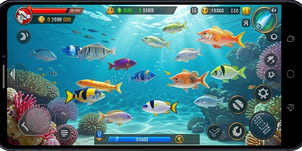 Tampilan gameplay seru dari XO368 saat menangkap ikan.